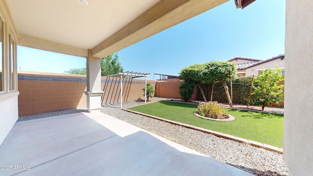 view of yard featuring a fenced backyard and a patio