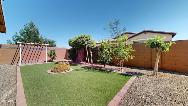 view of yard featuring a fenced backyard