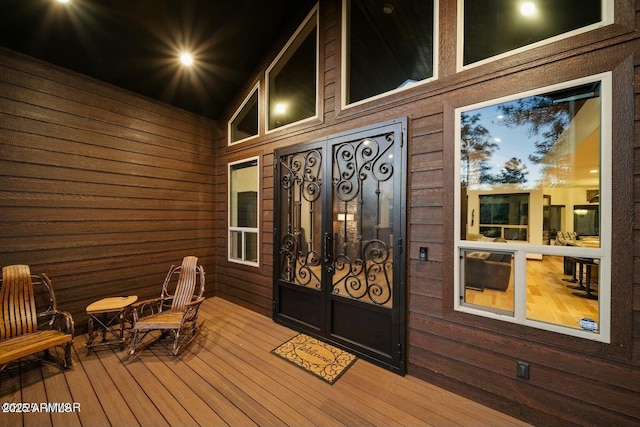 entrance to property featuring french doors