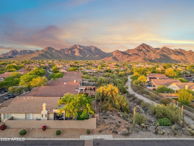property view of mountains with a residential view