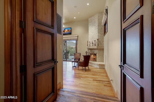 interior space with light hardwood / wood-style flooring