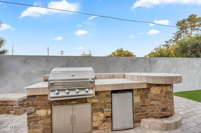 view of patio / terrace featuring grilling area and an outdoor kitchen