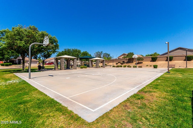 view of basketball court featuring a gazebo and community basketball court