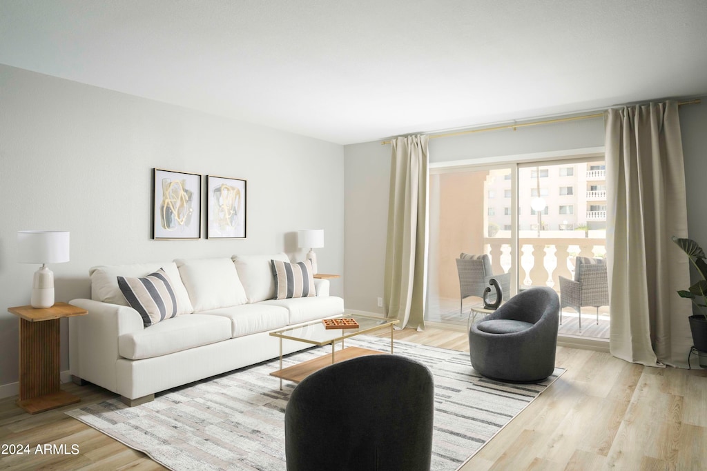 living room featuring light hardwood / wood-style floors