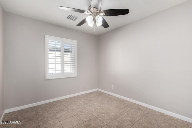 unfurnished room with ceiling fan