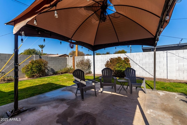 view of patio / terrace featuring a gazebo