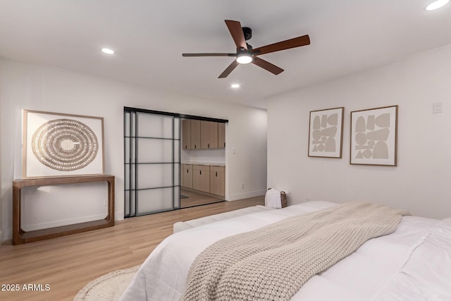 720 E Chilton Dr, Tempe, AZ 85283 - bedroom featuring light wood-style floors, recessed lighting, and ceiling fan