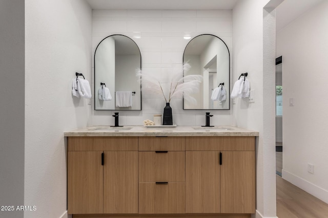 720 E Chilton Dr, Tempe, AZ 85283 - bathroom featuring double vanity and wood finished floors