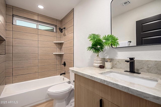 720 E Chilton Dr, Tempe, AZ 85283 - bathroom featuring vanity, shower / bath combination, and recessed lighting