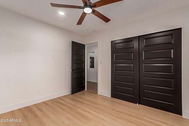 720 E Chilton Dr, Tempe, AZ 85283 - unfurnished bedroom with light wood-style floors, recessed lighting, and ceiling fan