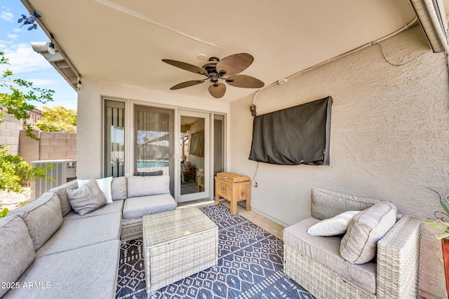 18644 N 21st St, Phoenix, AZ 85024 - view of patio with outdoor lounge area, ceiling fan, and central air condition unit