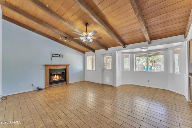 3046 E Dover St, Mesa, AZ 85213 - unfurnished living room featuring wooden ceiling, a glass covered fireplace, ceiling fan, and wood finished floors