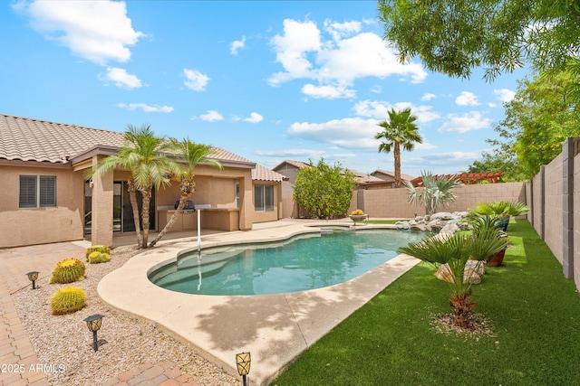 10341 E Dragoon Ave, Mesa, AZ 85208 - view of swimming pool with a fenced backyard and a patio