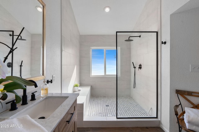 31032 N 66th St, Cave Creek, AZ 85331 - full bath featuring a stall shower, vanity, and a textured wall