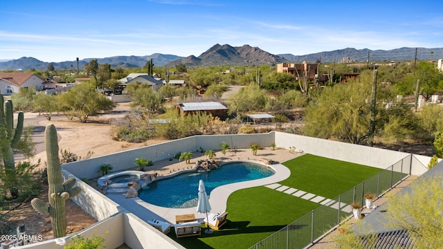 31032 N 66th St, Cave Creek, AZ 85331 - view of pool with a mountain view and a pool with connected hot tub