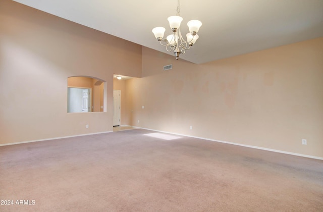 5659 S 239th Dr, Buckeye, AZ 85326 - unfurnished room featuring visible vents, baseboards, carpet flooring, and a chandelier
