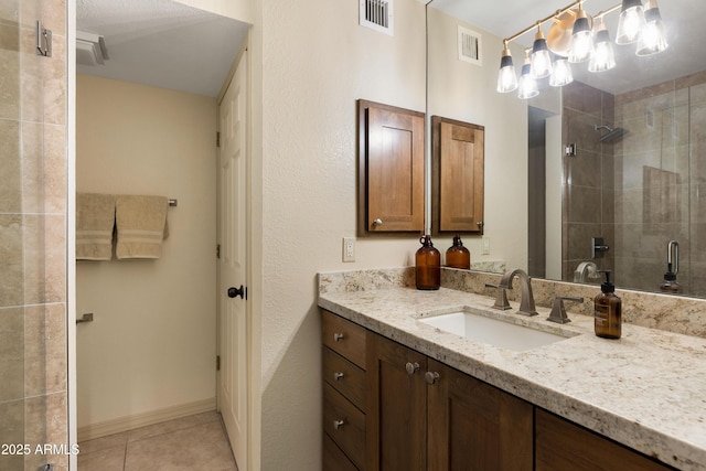 16233 E Rosetta Dr Unit 47, Fountain Hills, AZ 85268 - bathroom featuring vanity, a shower stall, and tile patterned floors