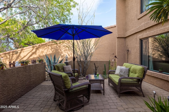 16233 E Rosetta Dr Unit 47, Fountain Hills, AZ 85268 - view of patio / terrace with an outdoor hangout area