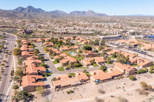 16233 E Rosetta Dr Unit 47, Fountain Hills, AZ 85268 - aerial view of property's location with a mountain backdrop and nearby suburban area