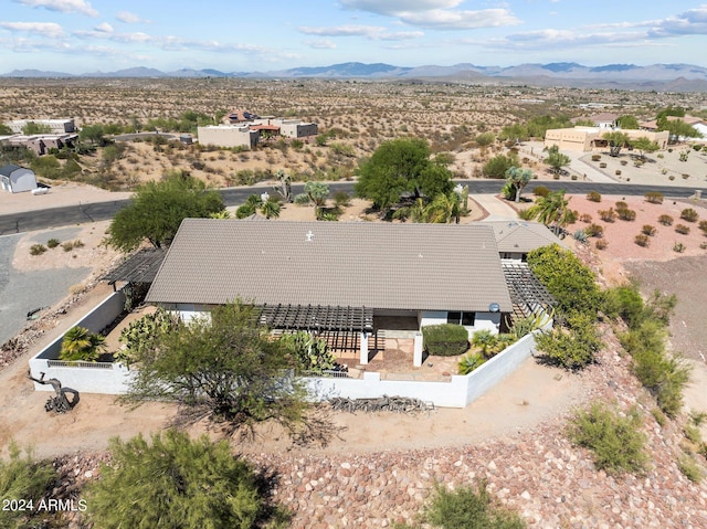 bird's eye view with a mountain view