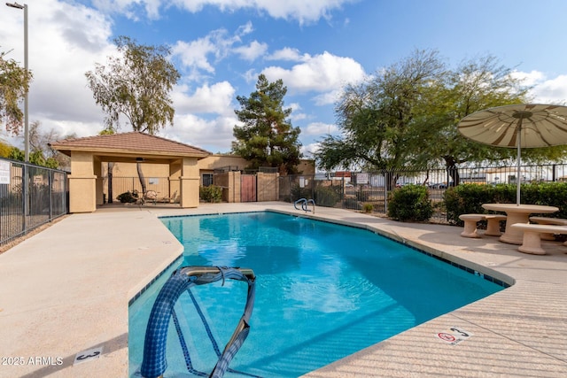 view of swimming pool with a patio area