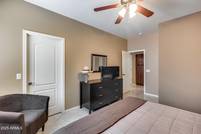 bedroom featuring ceiling fan