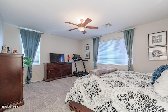 14586 W Columbus Ave, Goodyear, AZ 85395 - bedroom with carpet floors, multiple windows, and ceiling fan