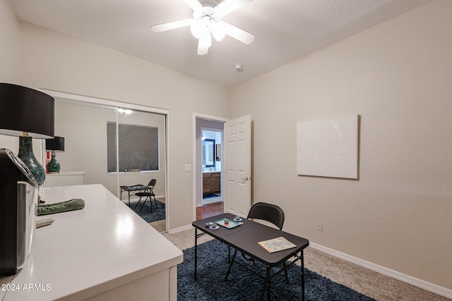 14586 W Columbus Ave, Goodyear, AZ 85395 - office featuring light carpet, ceiling fan, and baseboards