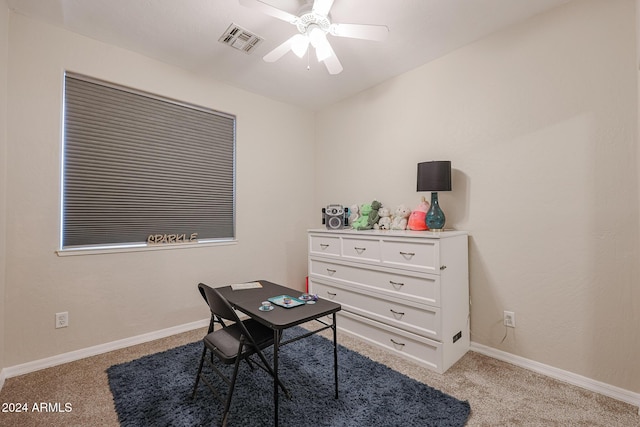 14586 W Columbus Ave, Goodyear, AZ 85395 - office area featuring a ceiling fan, light colored carpet, and baseboards