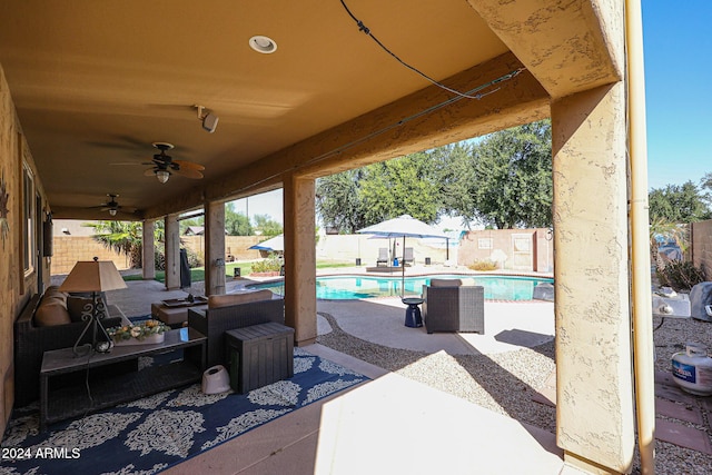 14586 W Columbus Ave, Goodyear, AZ 85395 - view of patio with ceiling fan and a fenced backyard