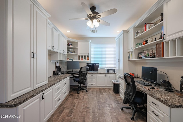 14586 W Columbus Ave, Goodyear, AZ 85395 - office with built in desk, ceiling fan, and wood finished floors