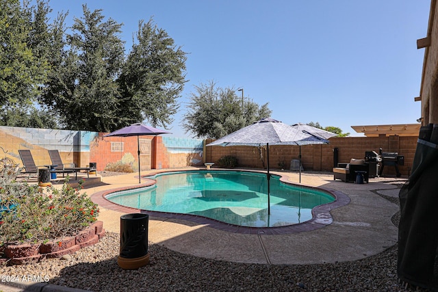 14586 W Columbus Ave, Goodyear, AZ 85395 - view of pool with a patio area and a fenced backyard