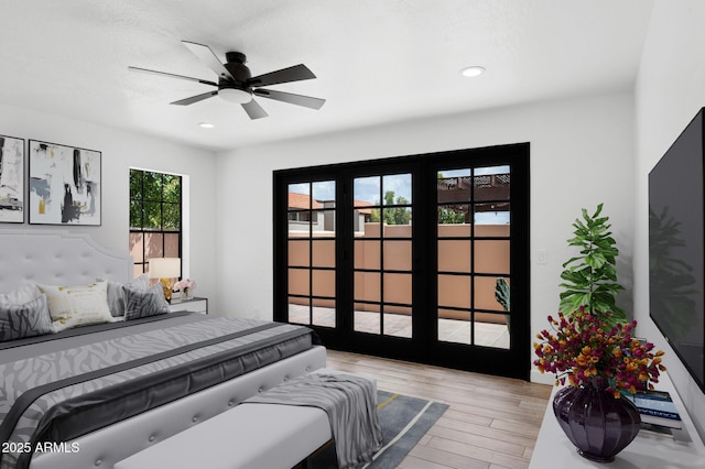 5756 N 78th Pl, Scottsdale, AZ 85250 - bedroom with wood finished floors, recessed lighting, and a ceiling fan