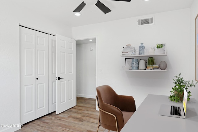 5756 N 78th Pl, Scottsdale, AZ 85250 - office area with a ceiling fan, recessed lighting, and light wood-style flooring