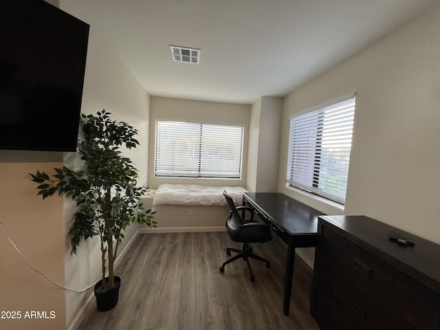 4040 N Weimer Pl Unit 4, Tucson, AZ 85719 - office area featuring baseboards, visible vents, and wood finished floors