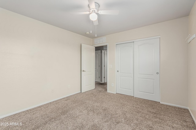 12376 W Hazelwood St, Avondale, AZ 85392 - unfurnished bedroom with a closet, a ceiling fan, visible vents, carpet floors, and baseboards