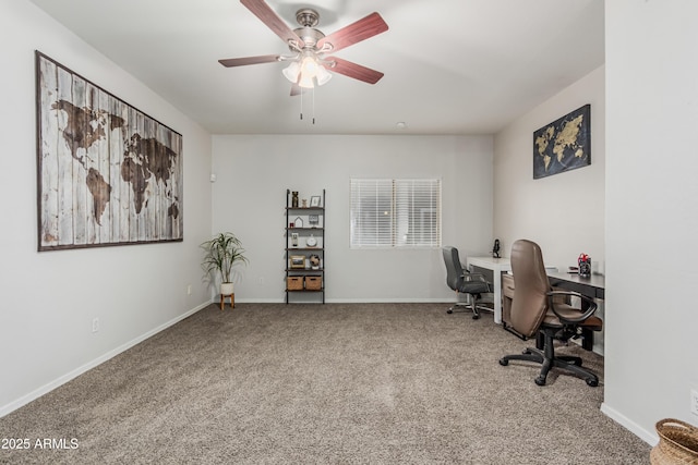 12376 W Hazelwood St, Avondale, AZ 85392 - office area featuring carpet flooring, baseboards, and a ceiling fan