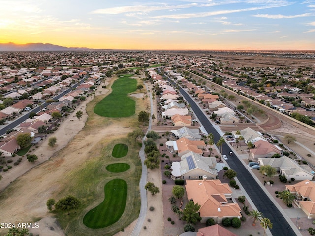 view of aerial view at dusk