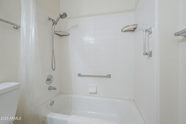 full bathroom with toilet and shower / bath combo