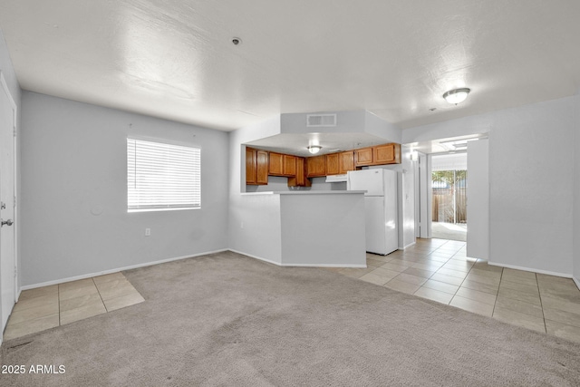 unfurnished living room with light carpet