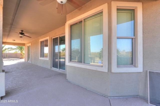 view of patio with ceiling fan