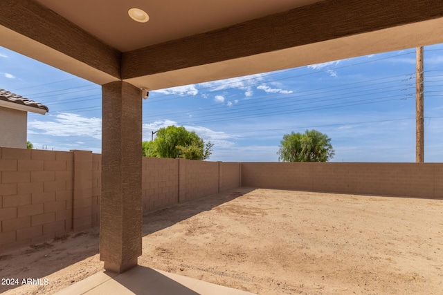 view of yard featuring a fenced backyard and a patio area