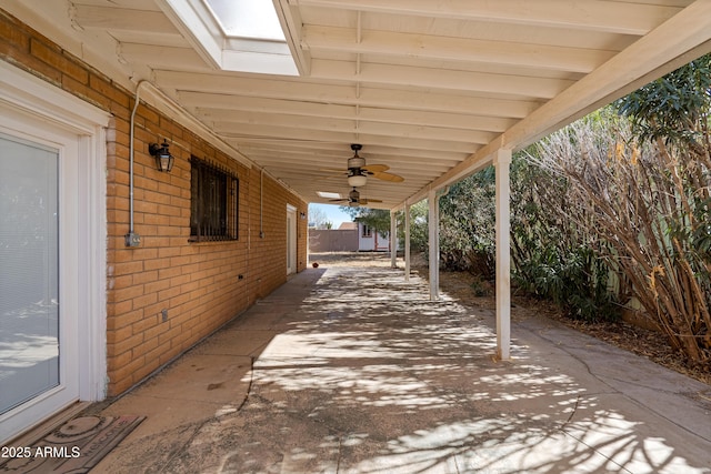 view of patio / terrace featuring ceiling fan