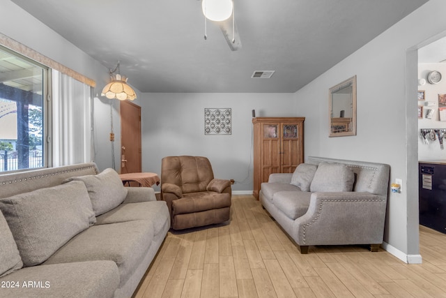 living room with light wood-type flooring