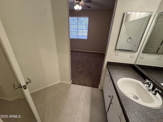 1941 S Pierpont Dr Unit 1043, Mesa, AZ 85206 - bathroom with vanity, a ceiling fan, and tile patterned floors