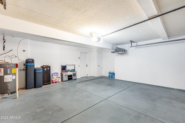 garage featuring water heater