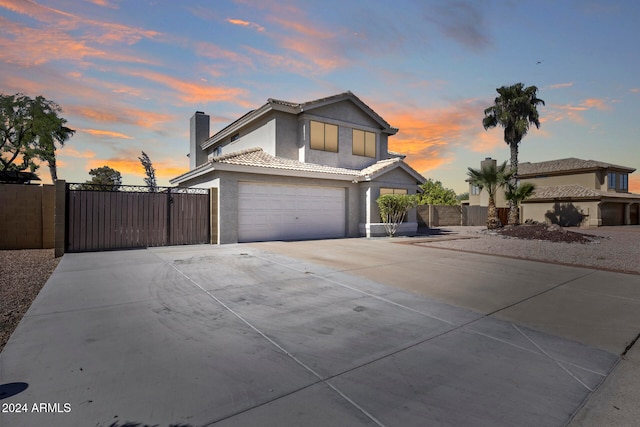 view of property with a garage