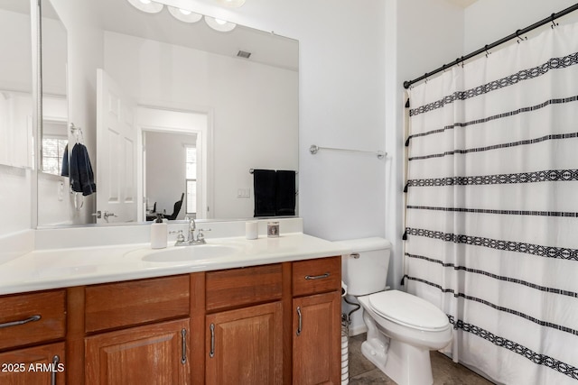 29751 N 119th Ln, Peoria, AZ 85383 - bathroom featuring toilet, vanity, a shower with curtain, and tile patterned flooring