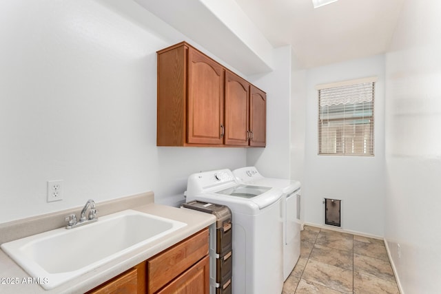 29751 N 119th Ln, Peoria, AZ 85383 - laundry room with cabinet space, washer and dryer, stone finish flooring, and baseboards