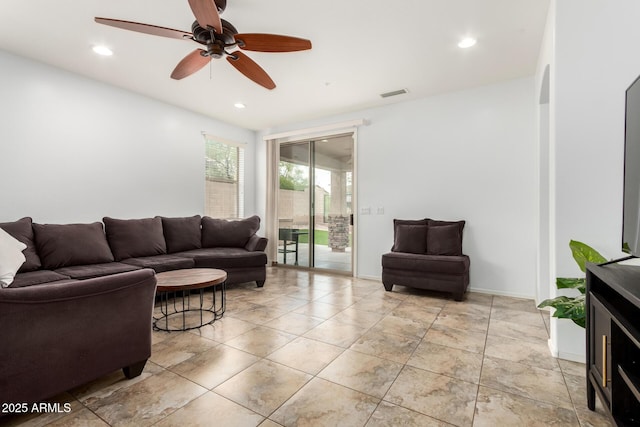 29751 N 119th Ln, Peoria, AZ 85383 - living area featuring ceiling fan and recessed lighting